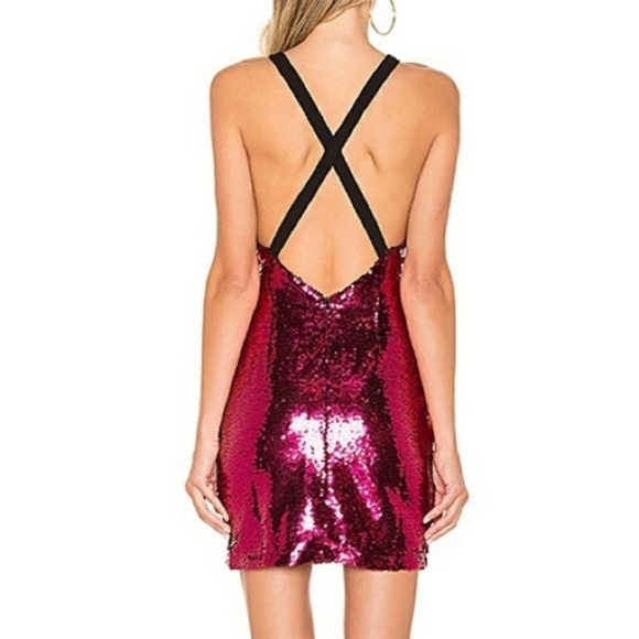 Nwt‎ About Us Travie Sequin Mini Dress Hot Pink XXS - Picture 8 of 8